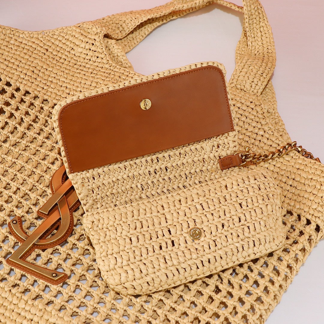YSL ICARE LARGE RAFIA