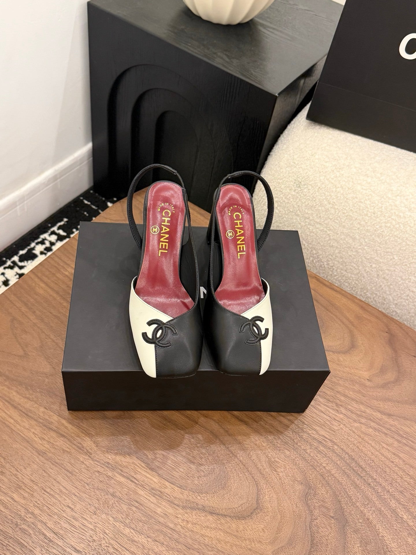 CC HEEL SLINGBACK BICOLOR